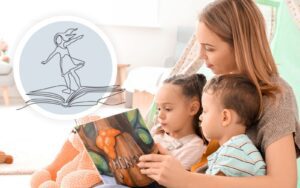 Mum reading to children