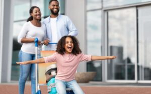 Happy family leaving for holiday